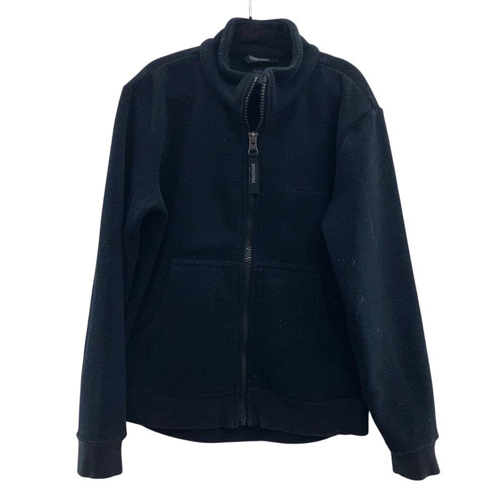 Marmot Black Full Zip Pockets Lightweight Embroidered Logo Fleece Jacket